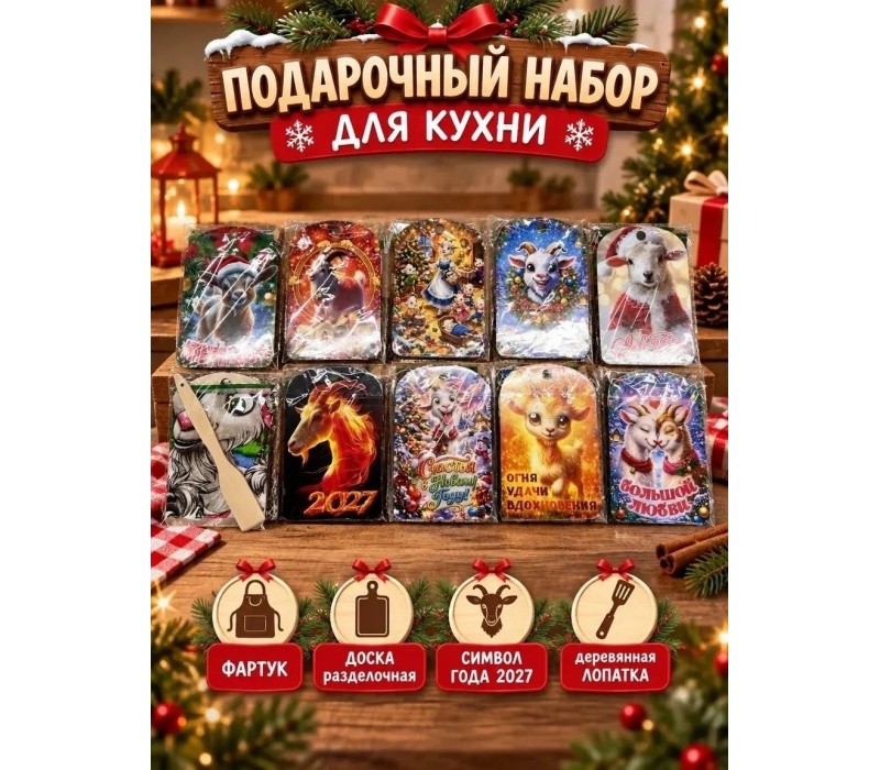 Подарочный набор 3в1 (разделочная доска+фартук+лопатка)