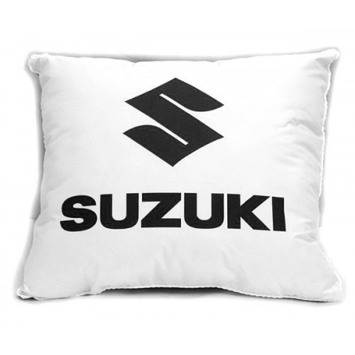 Автомобильная подушка 30х35 см "Suzuki" черно-белая