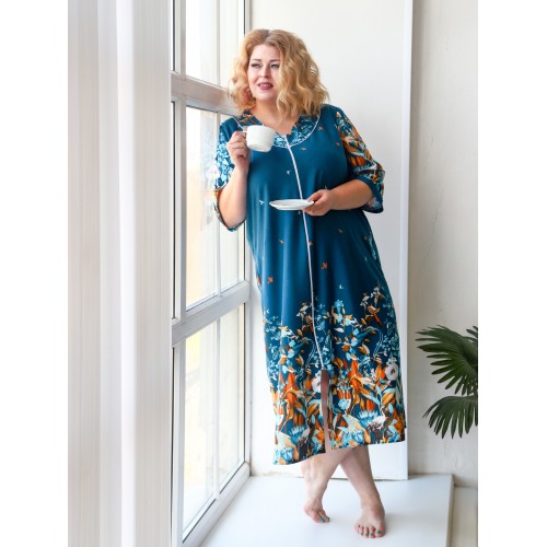 Халат "Кадриль" райский сад бирюза