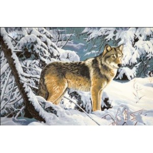Гобеленовое Панно "Волк в лесу" (108х70)
