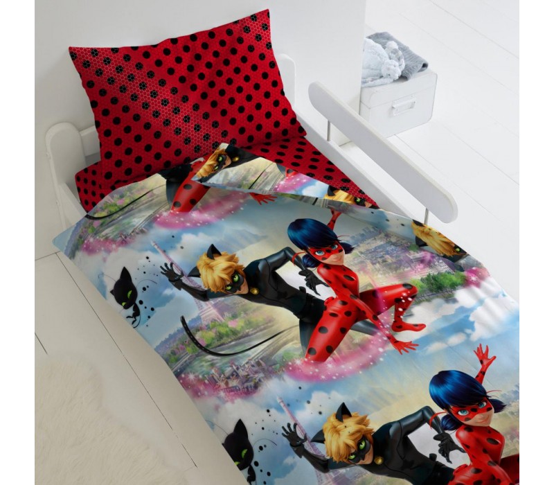 Детское постельное белье LadyBug Леди Баг и Супер Кот, поплин 1.5сп, наволочка 70х70см